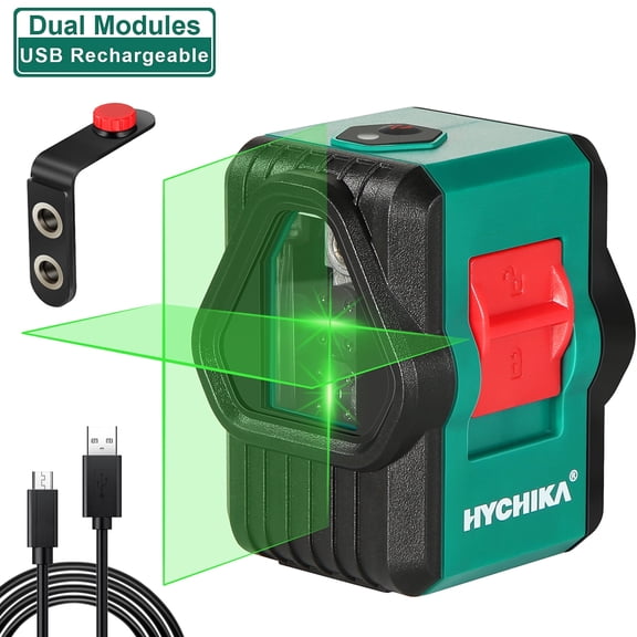 Laser Level, HYCHIKA 150 ft Green Laser Line Level, Rechargeable Laser Level for Picture Hanging