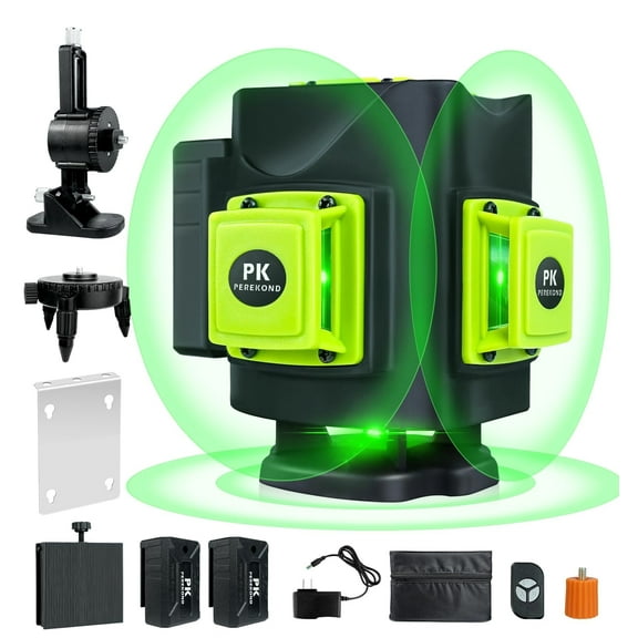Laser Level Self Leveling 3x360, 2X Brighter Green Cross Line Professional 3D Laser Level for Construction, Laser Measurement Tool with Rechargeable Battery, Remote Control and Magnetic Wall Bracket