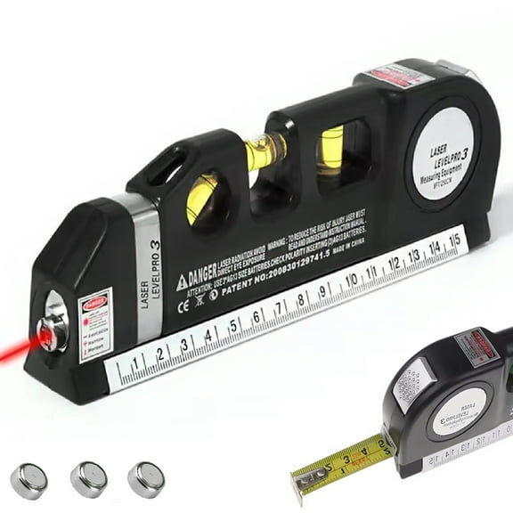Laser Level Tool, Multi-function Laser Level Kit, Cross Line Laser Tool with 8-foot Measuring Tape for Picture Hanging Cabinets Tile Wall