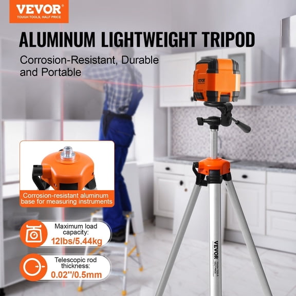 Laser Level Tripod,x20 Thread Mount,27.36-68.11"Height Adjustment with Integrated Level Bubble Lightweight Laser Scanner Stand,Retractable Legs Aluminum Tripod for Stable Measurement