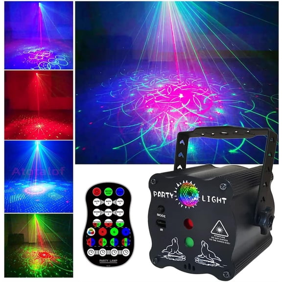 Laser Lights Show Projector - Sound Activated Strobe & Disco Ball DJ Lights for Christmas, Halloween, Glow Party Decor