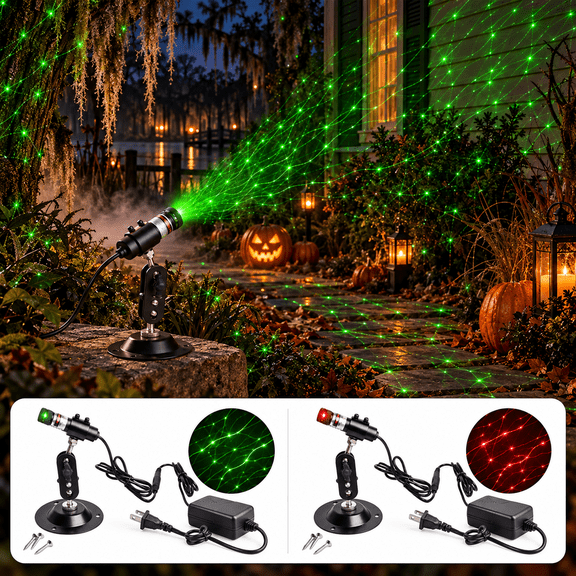Laser Line Projector for Halloween Swamp Party Decoration, Outdoor Halloween Lights with Laser Beam Effect, Spooky Yard Garden Pathway Decor Lamp for Halloween Party Haunted Scene Display, Green