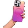 thumbnail image 1 of Laser Magnetic Frosted Gradient Dazzling Color Phone Case, Two-Color Splicing, Magnetic Suction, Drop-Proof, for iPhone 15 14 13 12 11 Pro Max Plus Case (P1,iPhone 15 Pro), 1 of 8