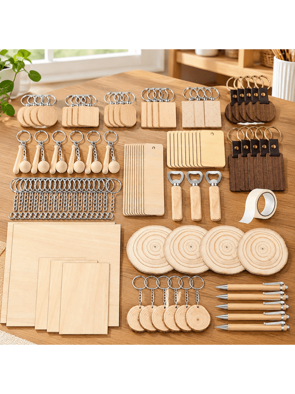 Laser Material Kit Wooden Keychain Blanks for Engraving