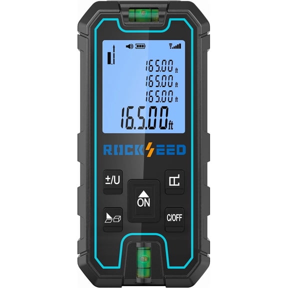 Laser Measure 165 Feet, Portable Laser Distance Meter, Digital Distance Measurement with 2 Bubble Levels, Laser Distance Measure with 5 Units Conversion