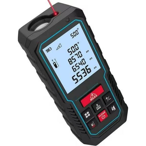 Laser Measure Device, 229ft Digital Laser Tape Measure with Upgrade Electronic Angle Sensor, ±2mm Accuracy, Area Measurement,Volume and Pythagoras, 2" LCD Backlit,Mute, Battery Included