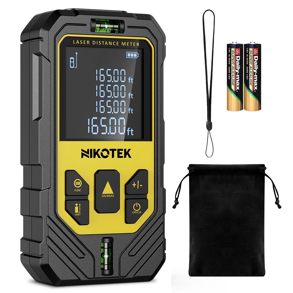 Laser Measure, NIKOTEK Laser Distance Meter with 2 Bubble Levels and ...