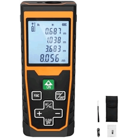 Laser Measuring Tool, 262Ft Rechargeable Laser Distance Measure, with Large LCD Display, 10 Data Storage, Backlit Display, Area and Volume, M/in/Ft(Laser: Class 2, <1 mW)$$Tools