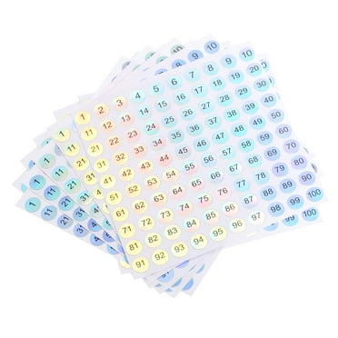 Laser Number Stickers, Number 1 to 100 Round Self Adhesive Reflective Sticker for Inventory, Storage Organizing, 10 Sheets(1000pcs)