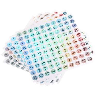 Laser Number Stickers, Number 1 to 20 Round Self Adhesive Reflective Sticker for Inventory, Storage Organizing, 10 Sheets(1000pcs)