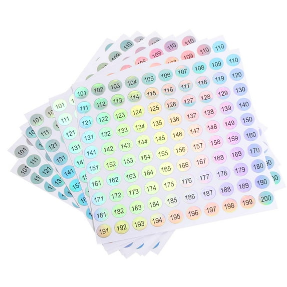 Uxcell Laser Number Stickers, Number 101 to 200 Round Self Adhesive Reflective Sticker for Inventory, Storage Organizing, 10 Sheets(1000Pcs)