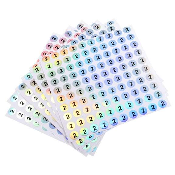 Laser Number Stickers, Number 2 Round Self Adhesive Reflective Sticker for Inventory, Storage Organizing, 10 Sheets(1000pcs)