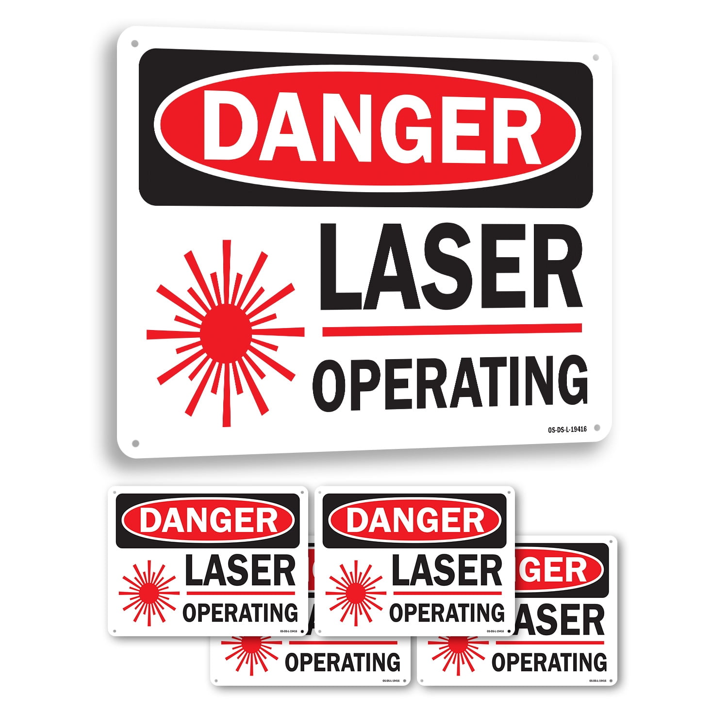 Laser Operating with Graphic OSHA Danger Aluminum Sign 24 Inch x 18 ...