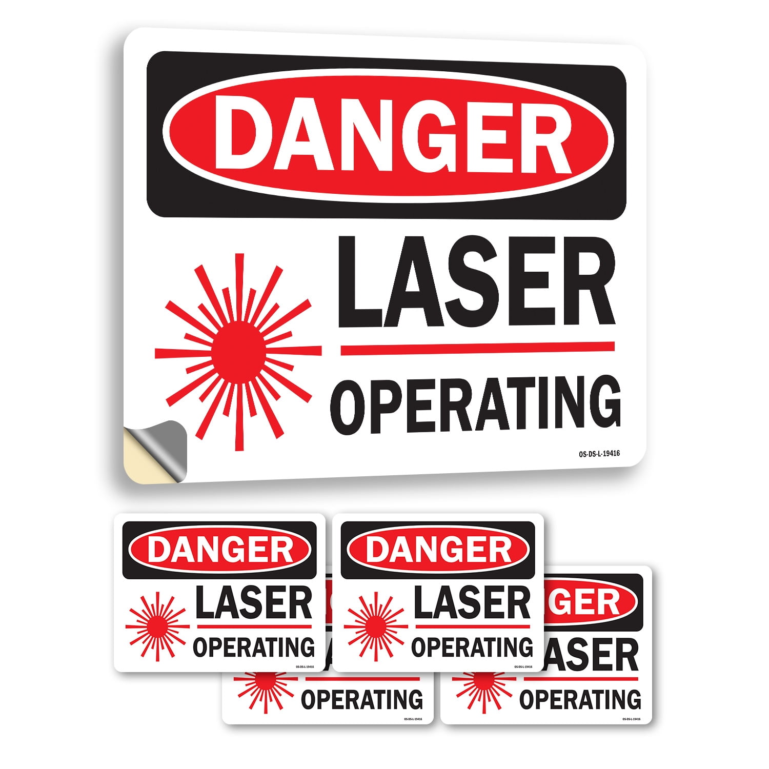 Laser Operating with Graphic OSHA Danger Vinyl Decal Label 10 Inch x 7 ...