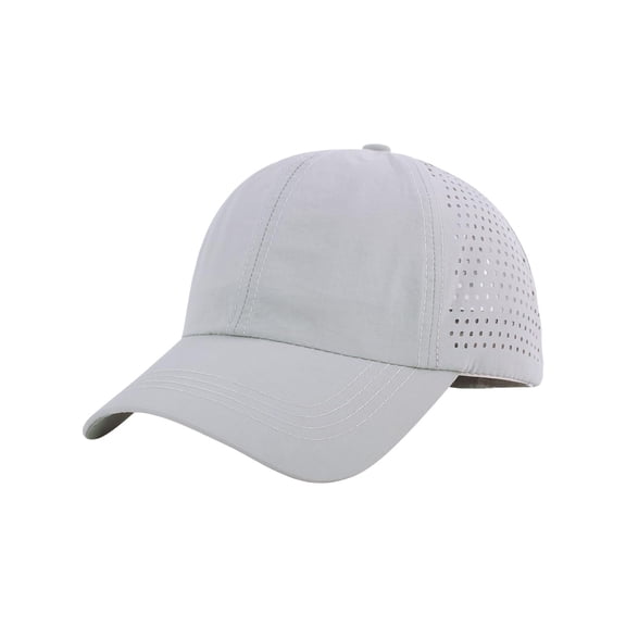 Laser Perforated Waterproof Womens Baseball Cap, Adjustable Quick Dry Mesh Snapback Sun Hat, Breathable Performance Sports Headwear, Lightweight Cooling Cap for Golf, Running, Workout,Light Ashy