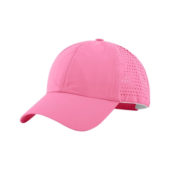 Laser Perforated Waterproof Womens Baseball Cap, Adjustable Quick Dry Mesh Snapback Sun Hat, Breathable Performance Sports Headwear, Lightweight Cooling Cap for Golf, Running, Workout,Hot Pink