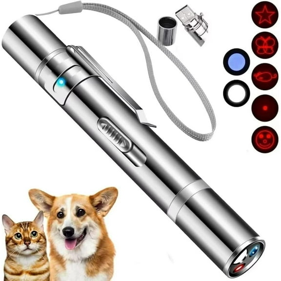 Laser Pointer, Cat Toys, Cat Laser Pointer with 3 Light Modes & 5 Fun Patterns,Portable Interactive Kitten Pet Bird Dog Cat Mouse Toy for Fun Chase Play Exercise