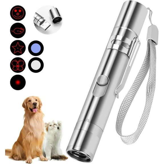 Laser Pointer, Cat Toys for Indoor Cats, Kitten Dog Laser Pen Toy, Red Dot LED Light Pointer Interactive Toys for Indoor Cats Dogs, USB Charging, 5 Switchable Patterns