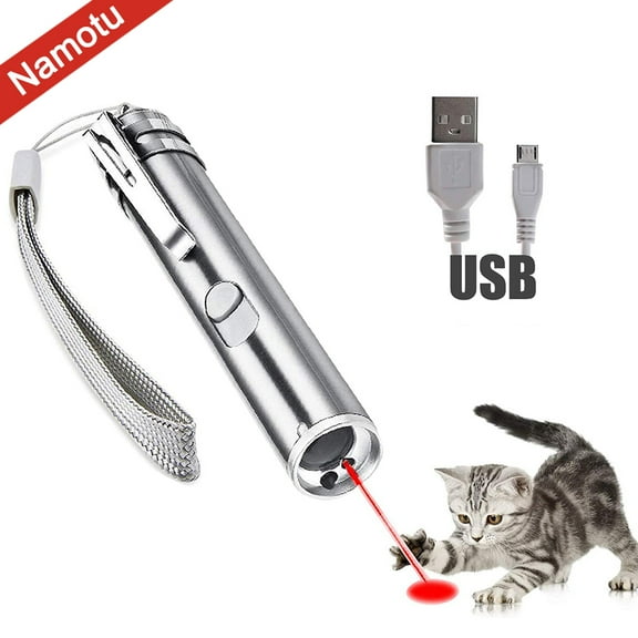 Laser Pointer for Cats USB Rechargeable, Cat Dog Interactive Lazer Toy, Pet Training Exercise Chaser Tool, 3 Mode - Red Light LED Flashlight UV Light with A Squeaky Mouse