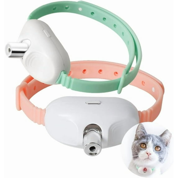 Laser Pointer Collar for Cats - USB Rechargeable Electric Laser Wearable Automatic Cat Toy with Red Light, 8-12″ Bend Collar for Bored Indoor Kitten