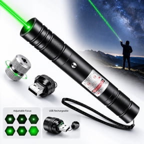 Laser Pointer, Flashlights 2000 Metres Green Long Range High Power Handheld Flashlight, Rechargeable Laser Pointer for USB, with Star Cap Adjustable Focus
