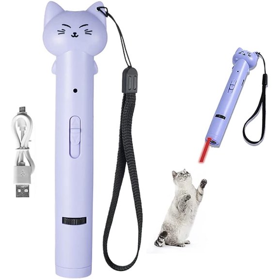 Laser Pointer Interative Cat Toy for Cats to Chase, Rechargeable Red Light Exercises Training Tool Kittens Dogs (Purple)