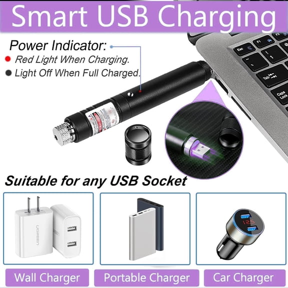 Laser Pointer, Purple Laser Pointer Indicator Light, Long Range Lazer Pointer for Hiking, USB Charge flashlights