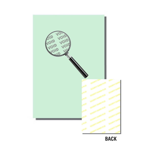 Laser Print Security Paper (SGP-25) with Single Check Perf, Hidden "VOID" Pantograph, Bond Green 24-lb, 8.5" x 11", 500 SHEETS / PACK
