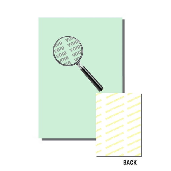 Laser Print Security Paper (SGP-25) with Single Check Perf, Hidden "VOID" Pantograph, Bond Green 24-lb, 8.5" x 11", 500 SHEETS / PACK