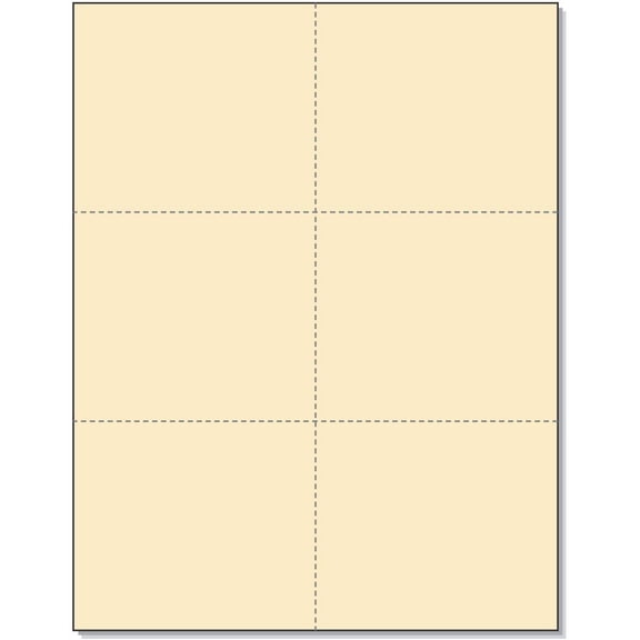 Laser Printer Blank Perforated Cards 6 up per Page, for School Registration Cards, Flower Delivery Cards, Inventory Tags, Wedding Response Cards, RSVP Cards, Trip Tickets, ETC. Manila, 300 Cards
