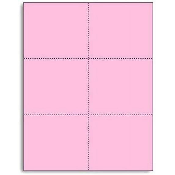 Laser Printer Blank Perforated Cards 6 up per Page, for School Registration Cards, Flower Delivery Cards, Inventory Tags, Wedding Response Cards, RSVP Cards, Trip Tickets, ETC. Pink, 1200 Cards