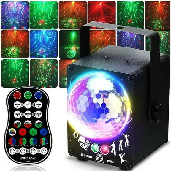 Laser RGB LED Black Magic Ball Light with Wireless Remote Controller Sound Mode for DJ Show Concert Party Halloween Christmas