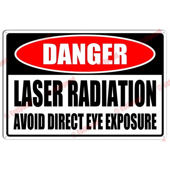 Laser Radiation Avoid Direct Eye Exposure Caution Sign - 8"x12" Aluminum Metal Sign, Industrial Safety Marker
