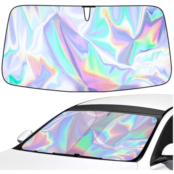 Laser Reflective Windshield Sunshade, Laser Car Windshield Sun Shade Reflector Sunshade, Keeps The Interior Cool/Sun Protection and Heat Insulation, Car Universal Size (Laser, S (55x27.6 in))