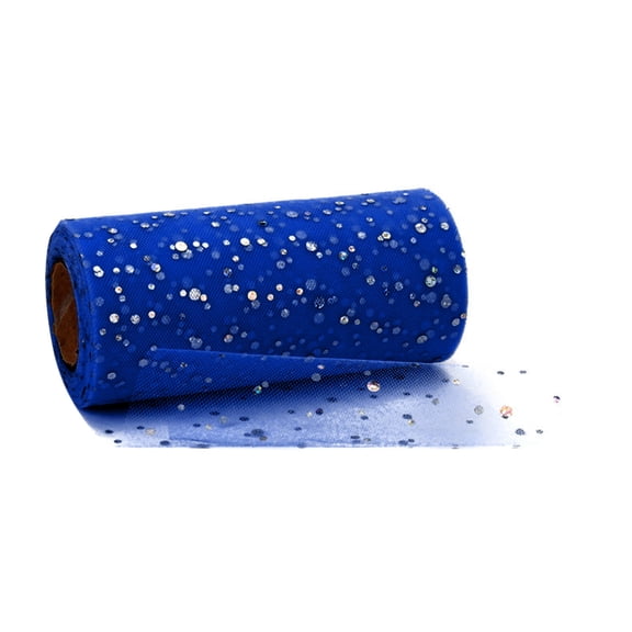 Laser Sequin Glitter Tulle Rolls 6 inch x 10 Yards (30 feet) Color for Table Runner Chair Sash Bow Pet Tutu Skirt Sewing Crafting Fabric Wedding Unicorn Party Birthday Gift Ribbon, Royal Blue