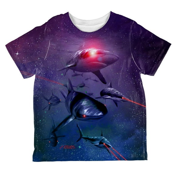 Laser Sharks In Space All Over Toddler T Shirt Multi 4T