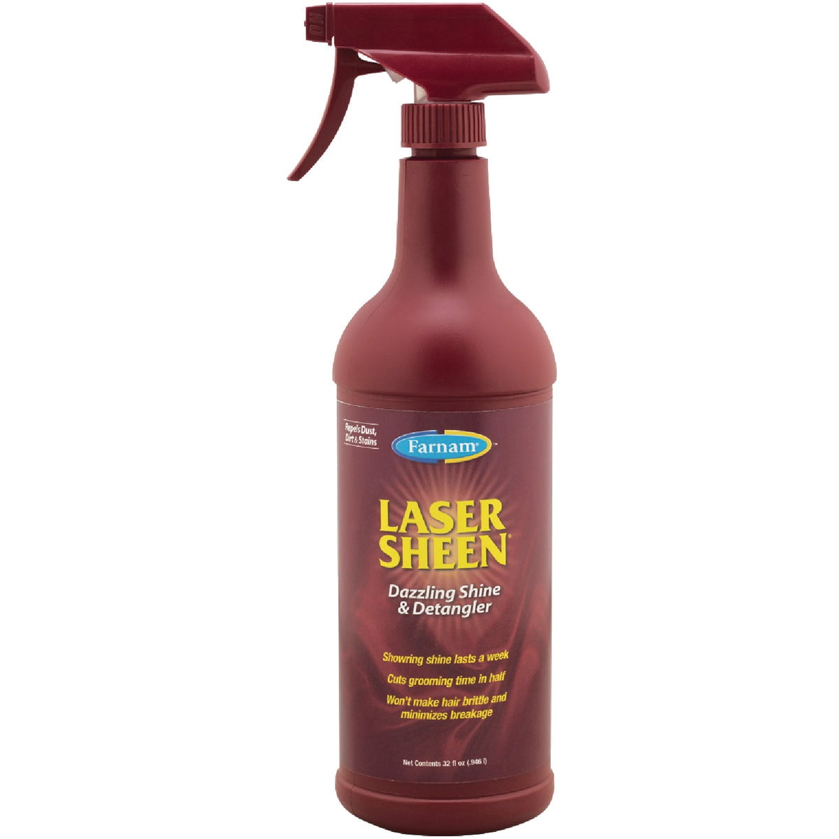 Farnam Laser Sheen Mane & Tail Detangler Spray - High-Shine, Detangling - 32 oz