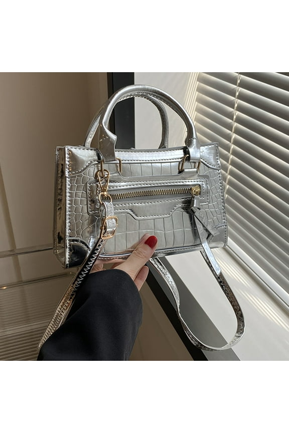 Laser Silver Chic Women Purse Mini Cute Small Crossbody Shoulder Bags Leather Fashion Handbags Luxury Designer Vintage Tote Bags Silver 20x13x7cm