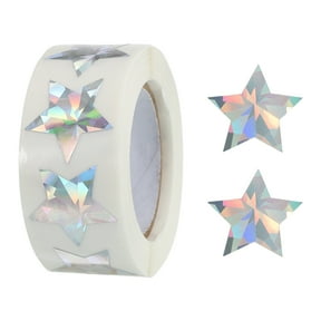 Laser Star Stickers 1 Inch 1 Roll DIY Adhesive Sparkling Labels Notes, Greeting Cards, 500 Count/Roll Silver Diamond