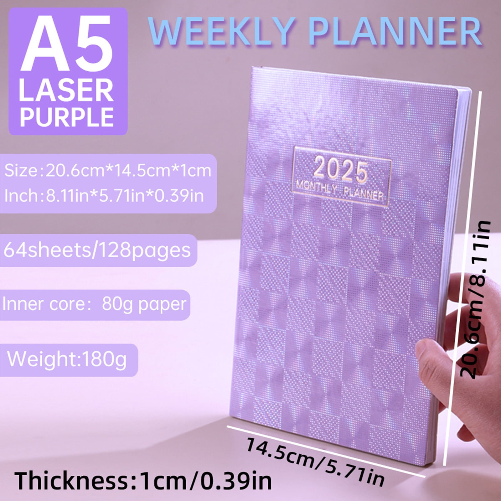 Laser Starlight Cover 2025 Monthly Planner, 2025 Schedule Notepad Laser