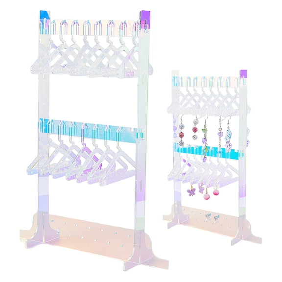 Laser Style Acrylic Earring Display Stands Holds Up to 16 Pairs 2-Tier Earring Organizer Holder Coat Hanger Shapes Colorful