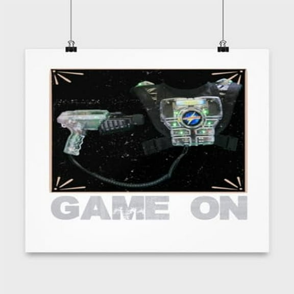 Laser Tag Poster, Its Game On, Fun Games Wall Art Gift, White 13x13in Poster