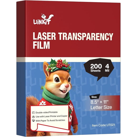 Laser Transparency Film, 8.5 x 11 Inches, Double-Sided, 200 Sheets