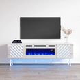 thumbnail image 1 of Laser WH-EF Fireplace TV Stand for TVs up to 70", Modern High Gloss 63" Entertainment Center, Electric Fireplace TV Media Console with Storage Cabinets and LED Lights, 1 of 5