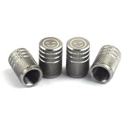 Nissan New Logo in Black on Red Aluminum Tire Valve Stem Caps