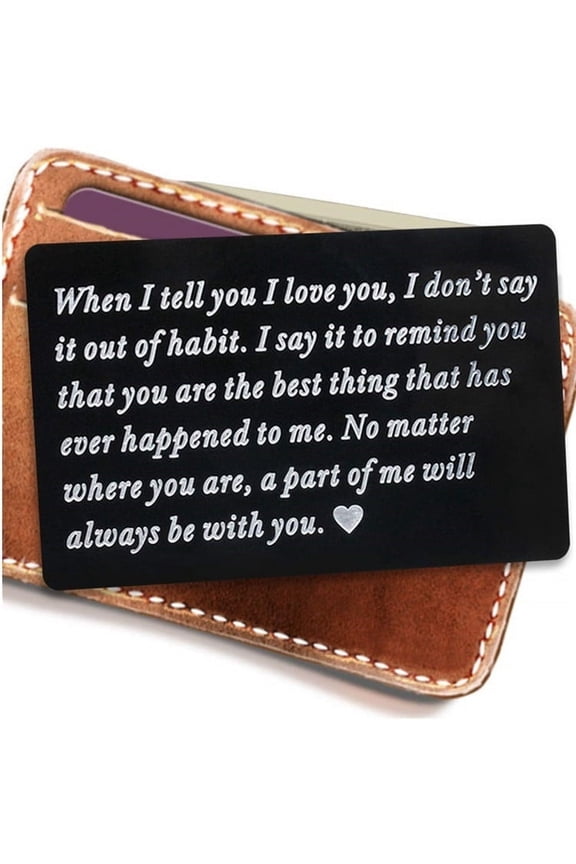 Laser-carved Wallet Insert - Engraved Metal Card Long Distance Relationship Love Expression - Cute Gift Idea for Couples Boyfriend,Couples,Parents,Year Anniversary Gifts - Purse Wallet Decor