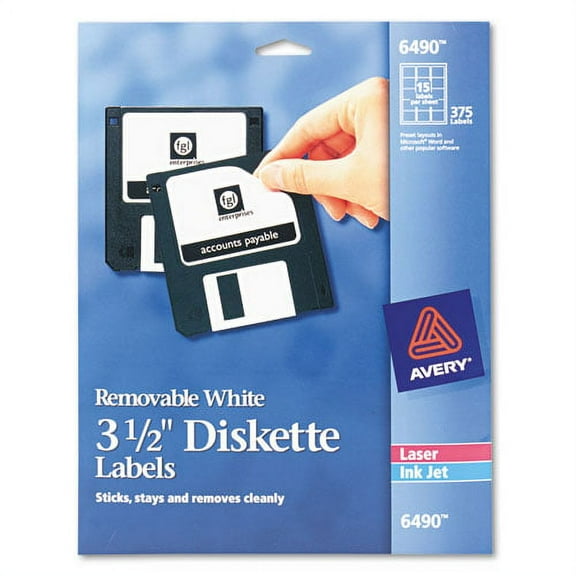 Laser/inkjet 3.5" Diskette Labels, White, 375/pack | Bundle of 2 Packs