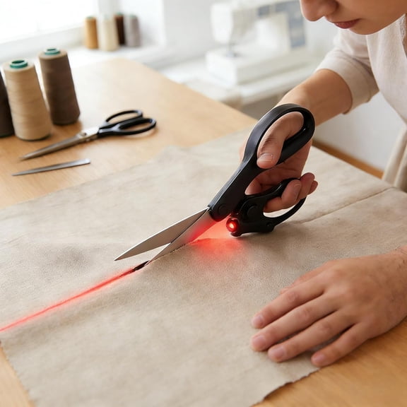 Laser shears for Fabric Cutting, Cuts Straight Fast with Professional Precision Laser Guide,Sewing Scissors for Quilting Home Craft Wrapping Gift with Ergonomic Handle