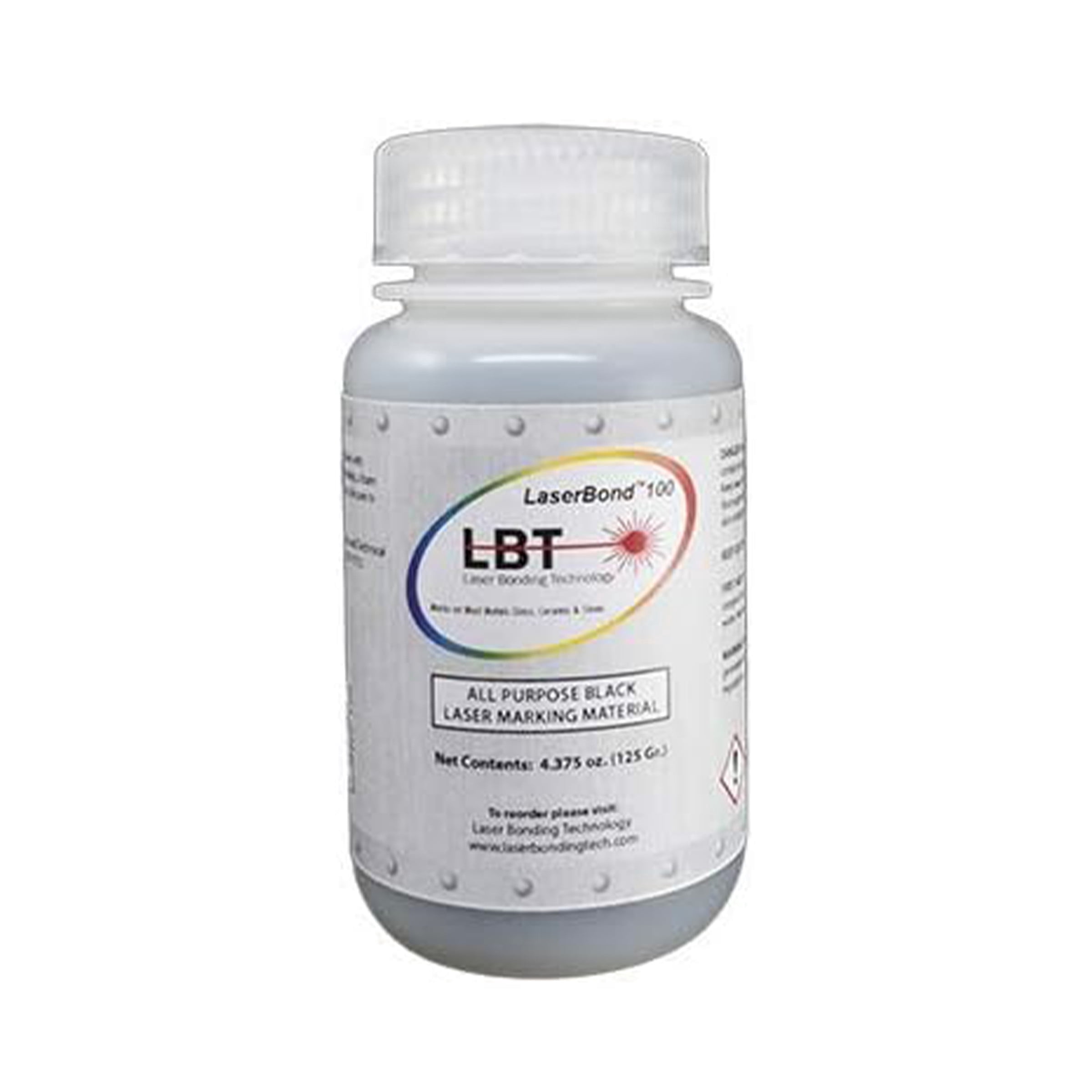 LaserBond 100 Black Laser Marking Ink 125g, Compatible with CO2 Fiber Diode and YAG Laser Engravers, Permanent Marks on Metal Glass Stone and Ceramic