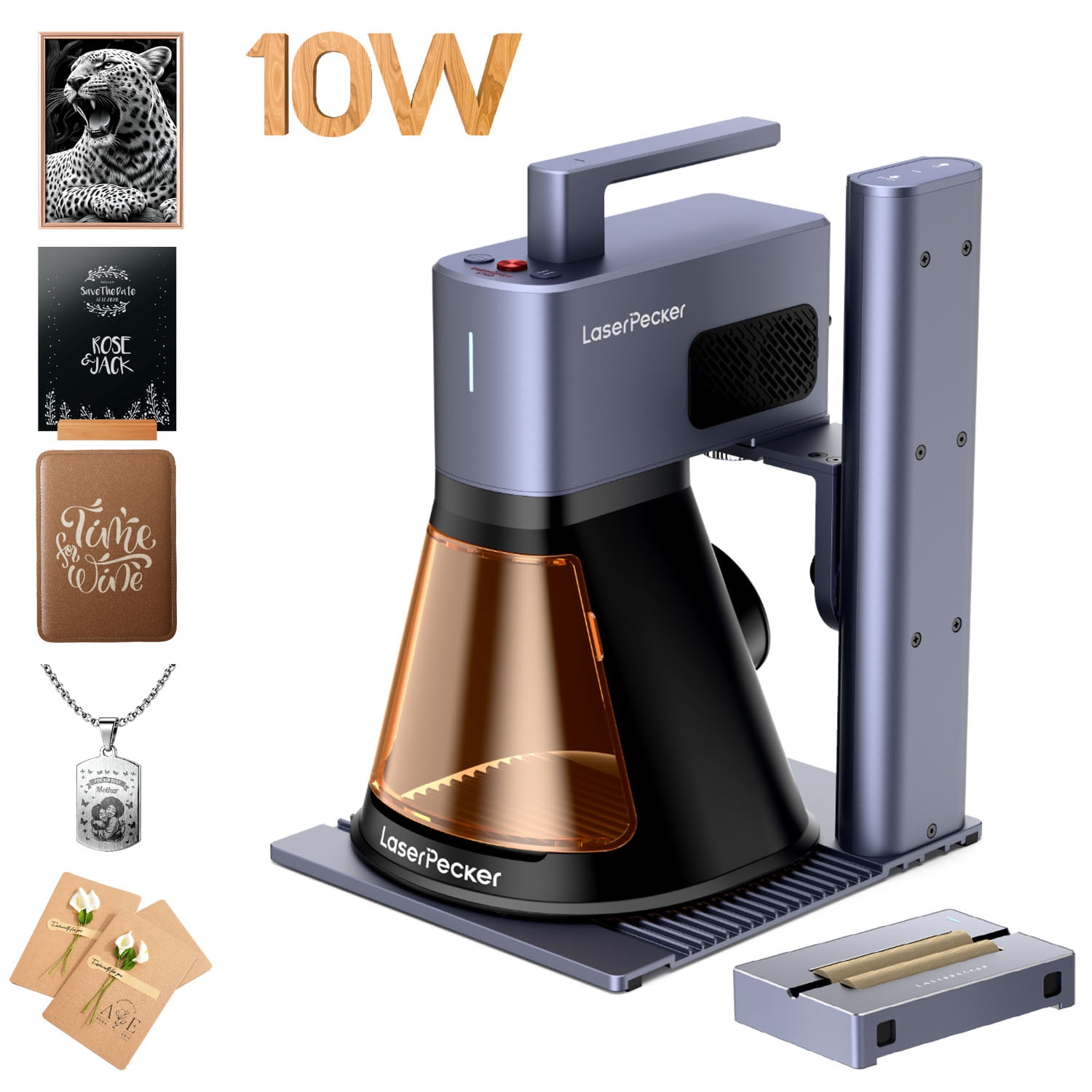 LaserPecker LP2 Plus (SpinTrack) 10W Diode Laser Engraver, 4000mm/s Ultra-Fast Speed 4K Precision Portable Cutting & Engraving Machine for Wood, Leather, Acrylic, Coated Metal